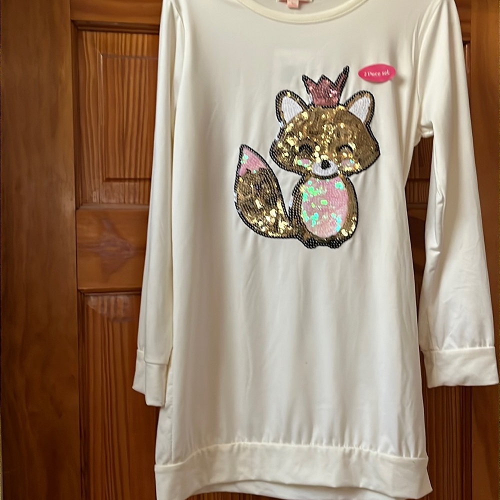 Poof girl shirt with purple design and purse